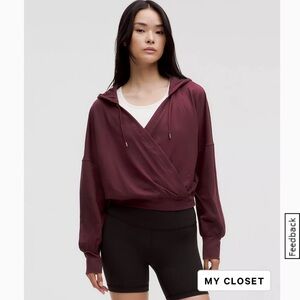 LULULEMON Soft Jersey Relaxed Wrap Front Hoodie in Garnet